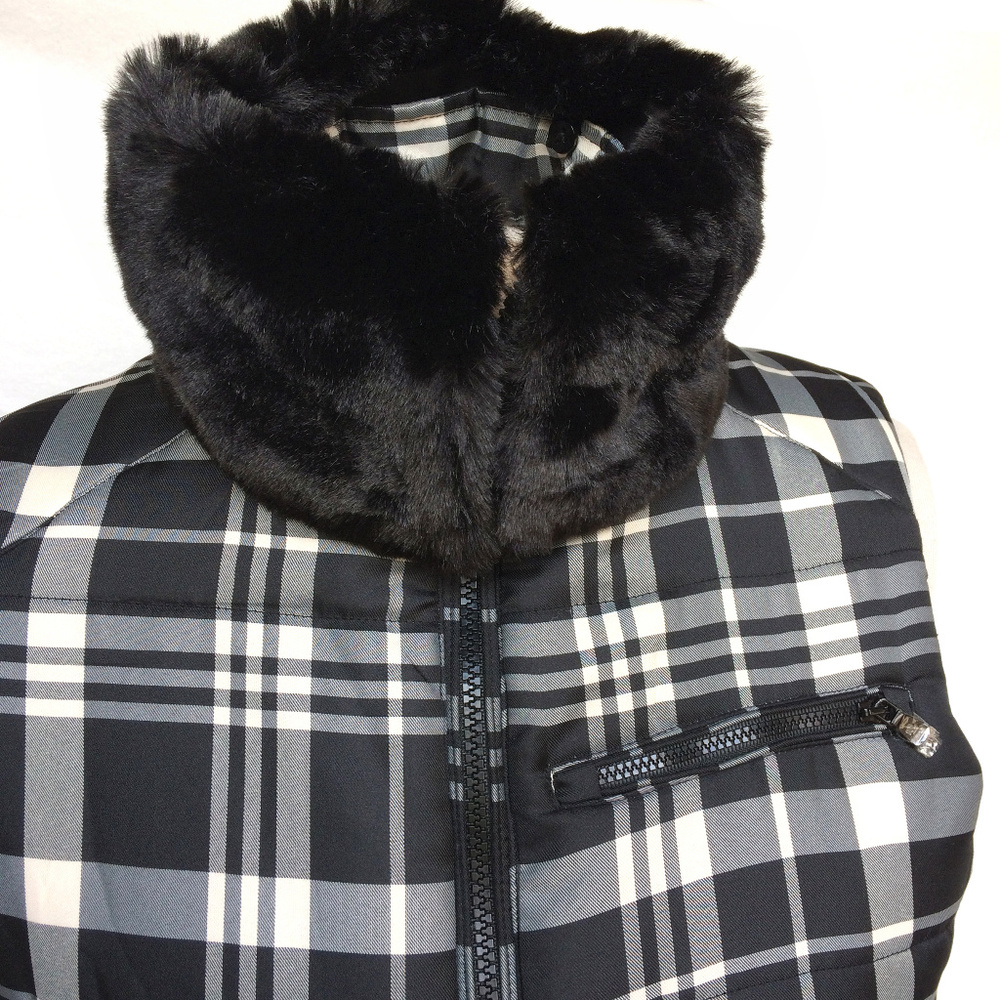 Ralph Lauren NWOT Plaid Faux Fur Vest M - Picture 2 of 8
